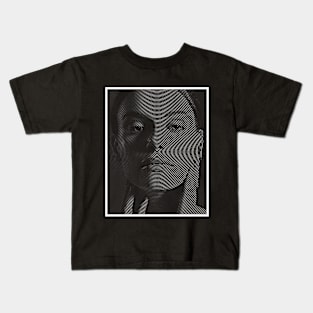 A Woman Portrait In Spiral Lines Kids T-Shirt